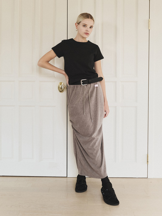 Easy shirring banding skirt (warm gray)