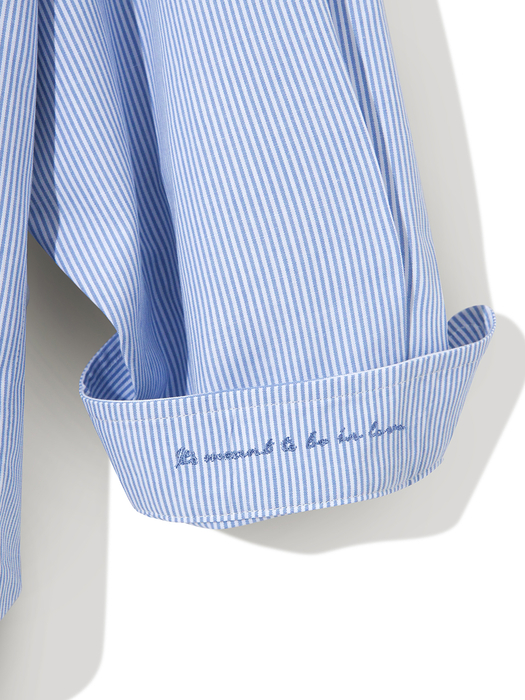 Side Slit Stripe Cotton Shirt S139 Sky Stripe