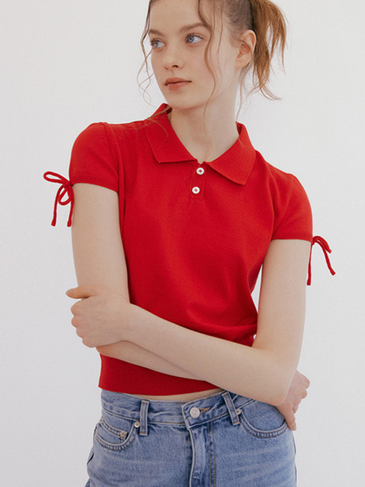 189 petit collar knit (red)