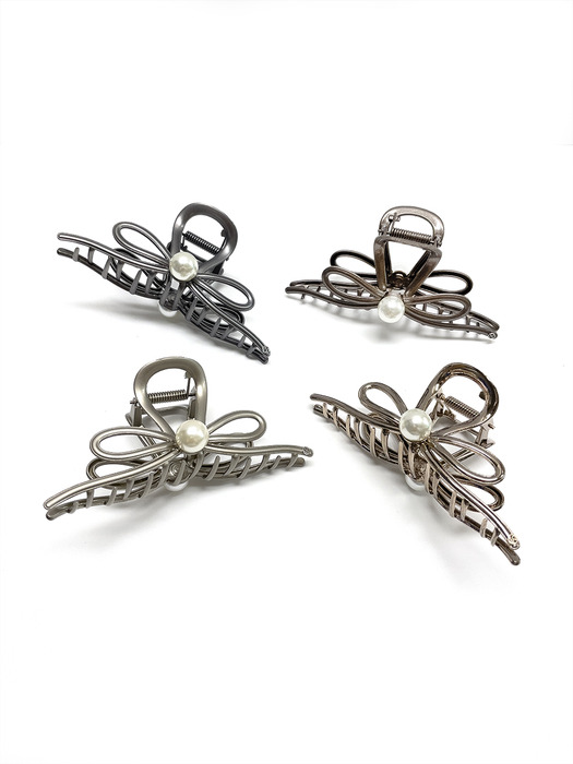 [3 colors] Lily pearl metal hair claw clip