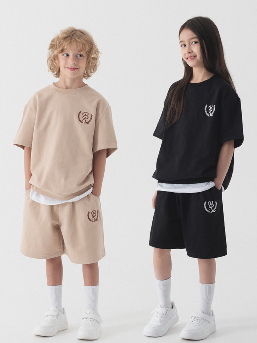 kids_[SET] 월계수 로고 자수 반팔&쇼츠 셋업 (5color)