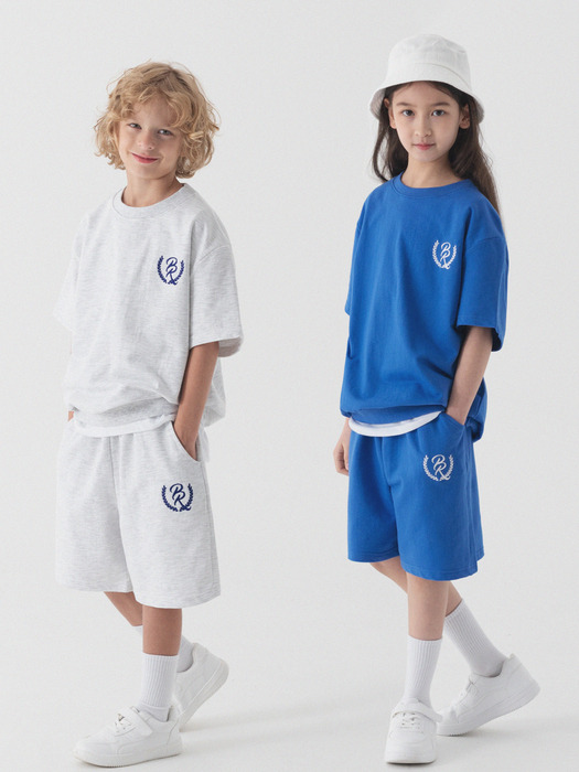 kids_[SET] 월계수 로고 자수 반팔&쇼츠 셋업 (5color)