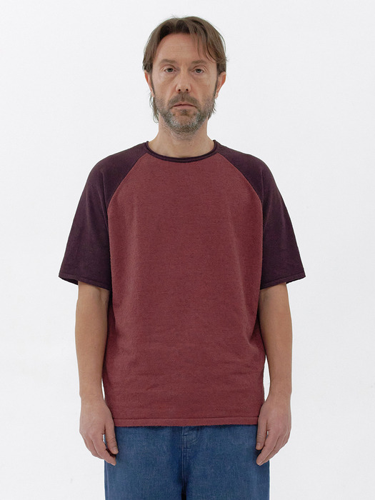 [Men] Tail Raglan Knit T-Shirt (Plum/Purple)