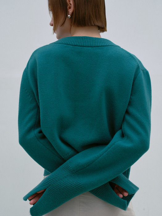 Merino Wool Zip-up Cardigan_T/Green