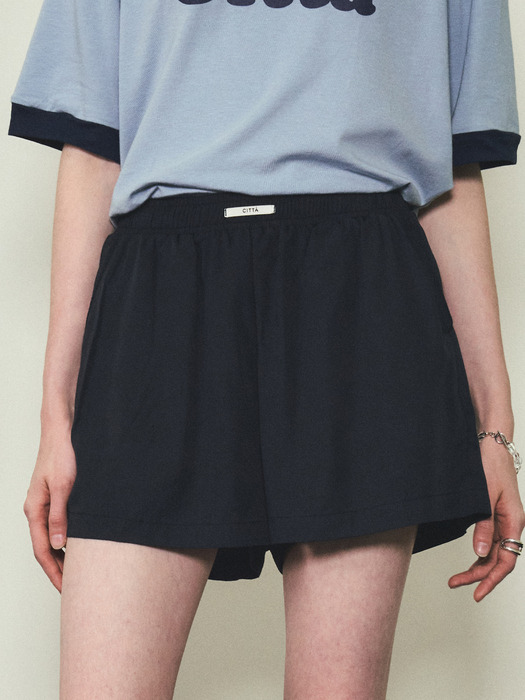 Glossy Citta Label Shorts_CTB526(Deep Navy)