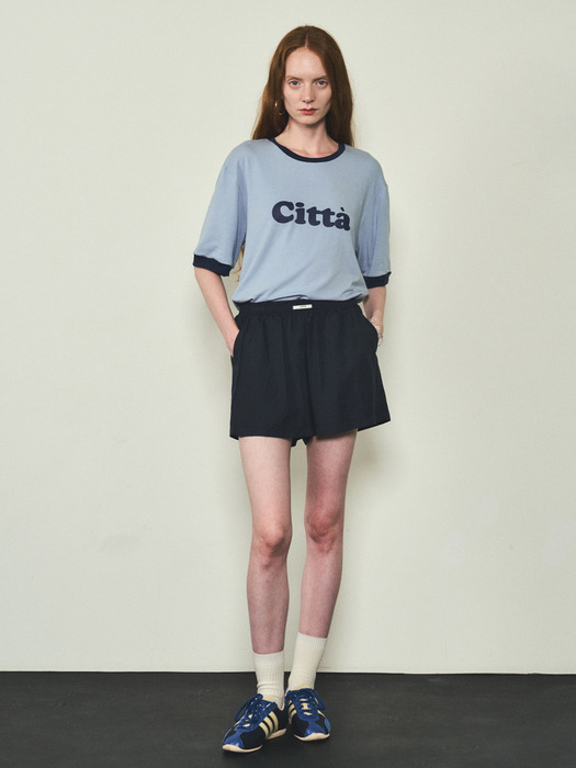 Glossy Citta Label Shorts_CTB526(Deep Navy)