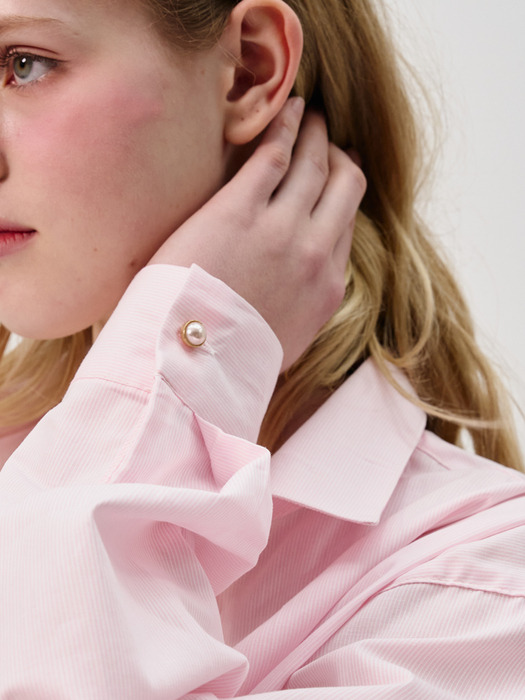 Pin Stripe Cotton Shirt_Pink