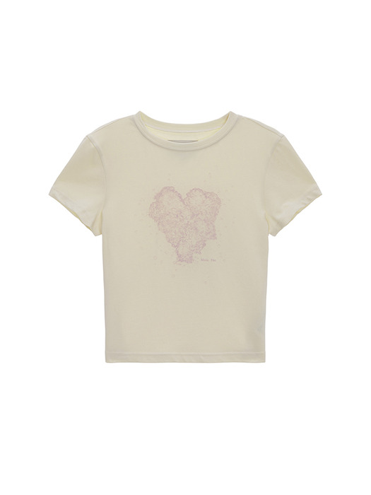 HEART GRAPHIC CROP TOP IN BUTTER