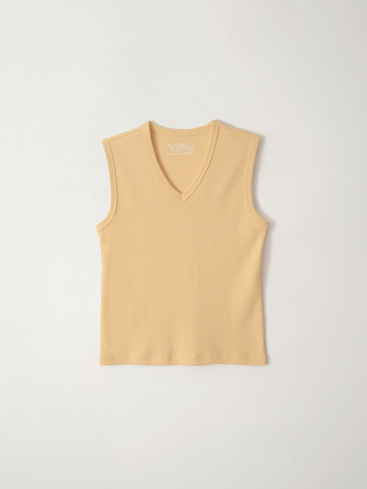 90s v-neck sleeveless top (Vanilla butter)