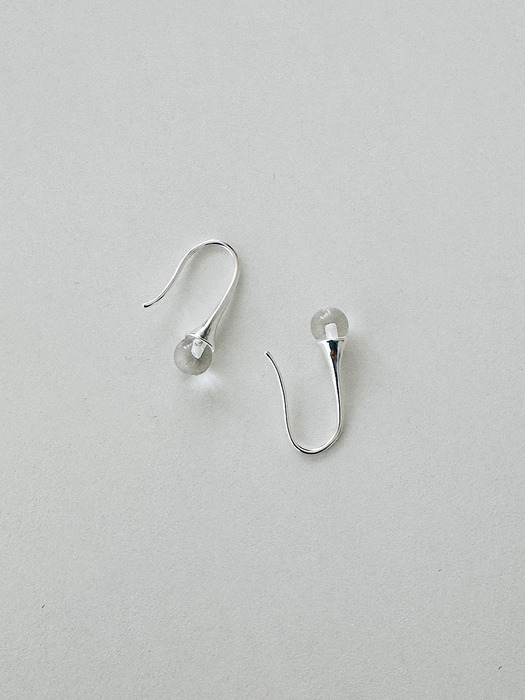 [Silver925] oar Gemstone Hook Earrings [Crystal]