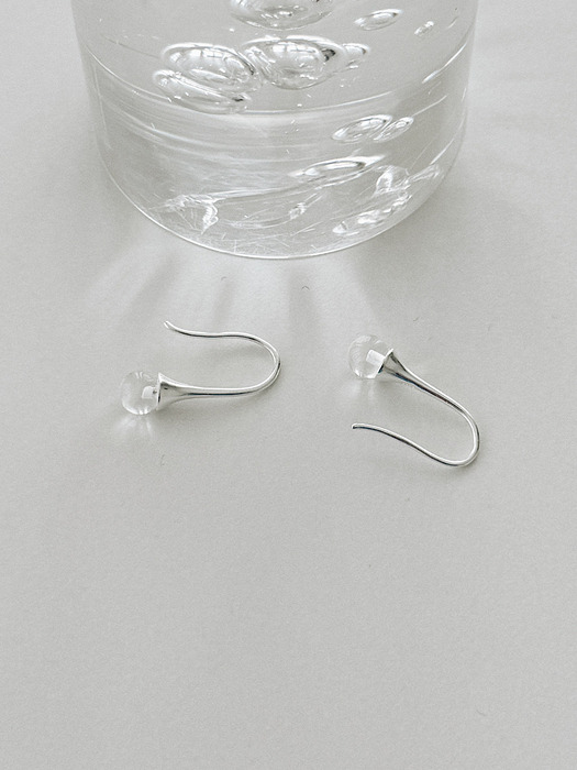 [Silver925] oar Gemstone Hook Earrings [Crystal]