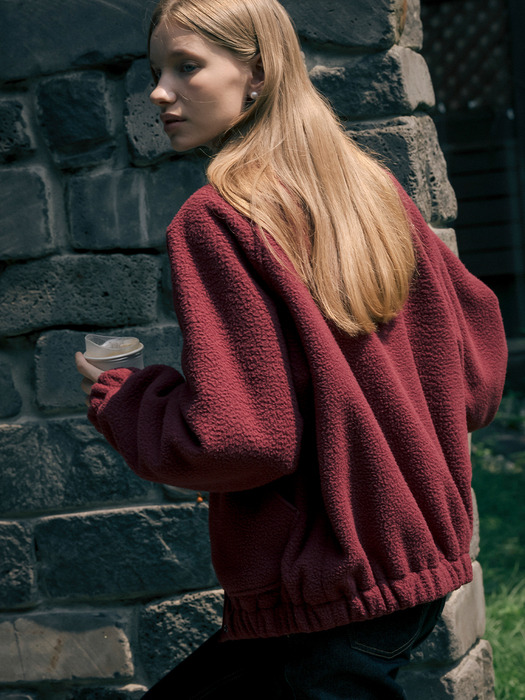 Zoey round collar fleece jumper_Wine