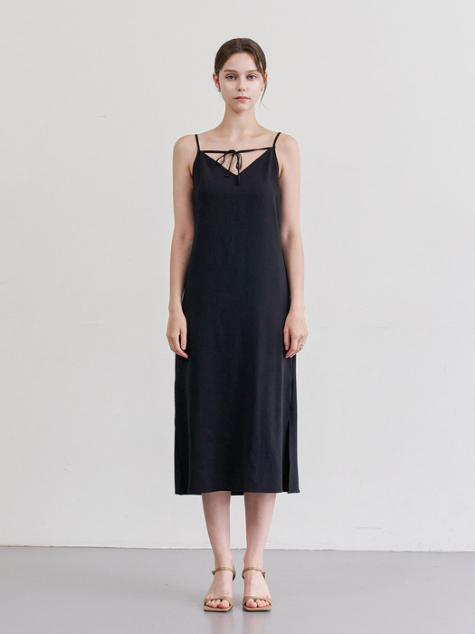 [24SS] Lautre Ribbon Slip Dress Black