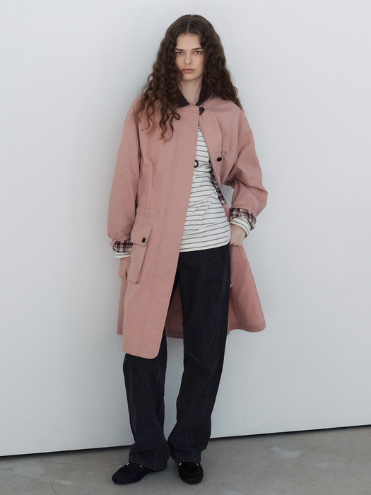 파르켄 라운드 카라 사파리 점퍼 (Pink/Khaki)