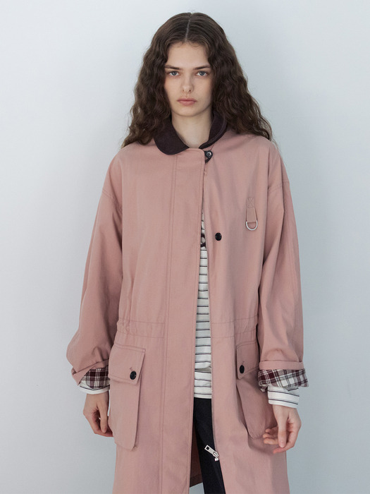 파르켄 라운드 카라 사파리 점퍼 (Pink/Khaki)