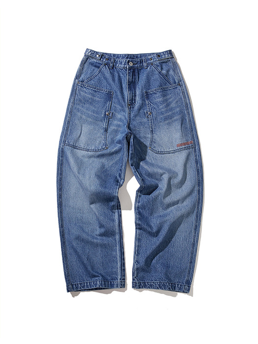 Army denim work pants / Mid blue