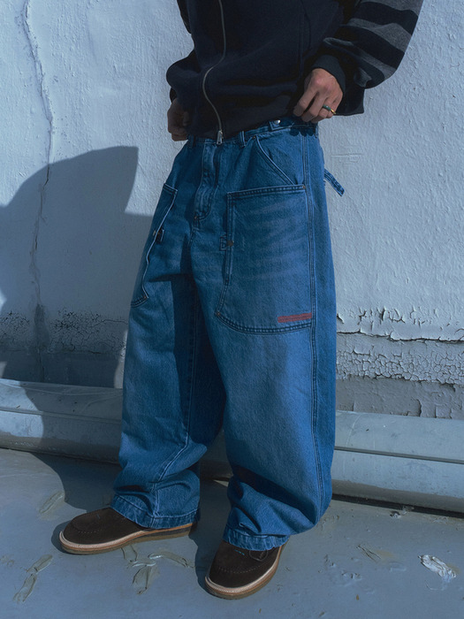 Army denim work pants / Mid blue