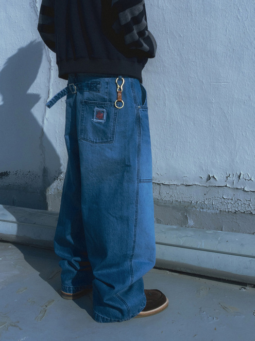 Army denim work pants / Mid blue