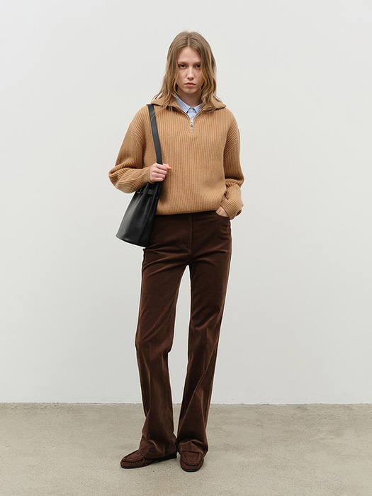 70S SEMI-FLARE CORDUROY SLACKS BROWN_UDPA4D230W2