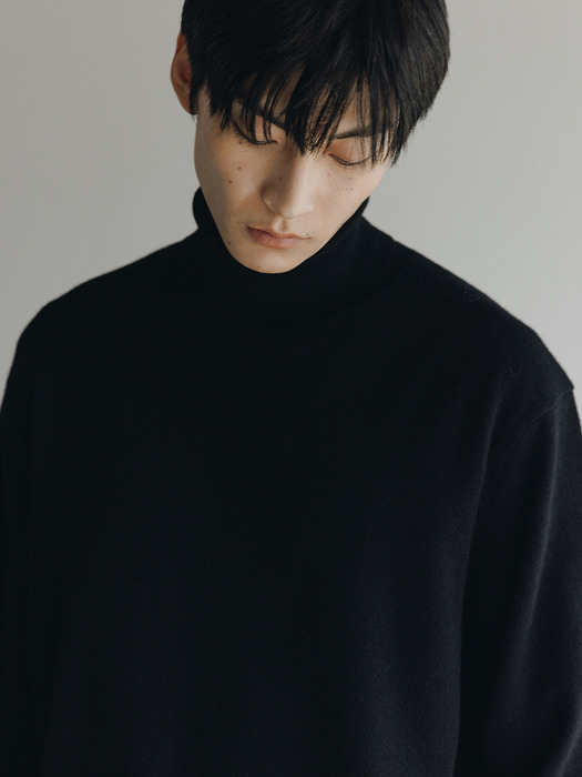 Merino Wool Turtleneck Sweater (Black)