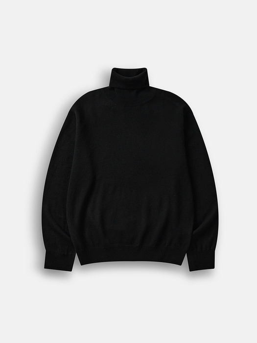 Merino Wool Turtleneck Sweater (Black)