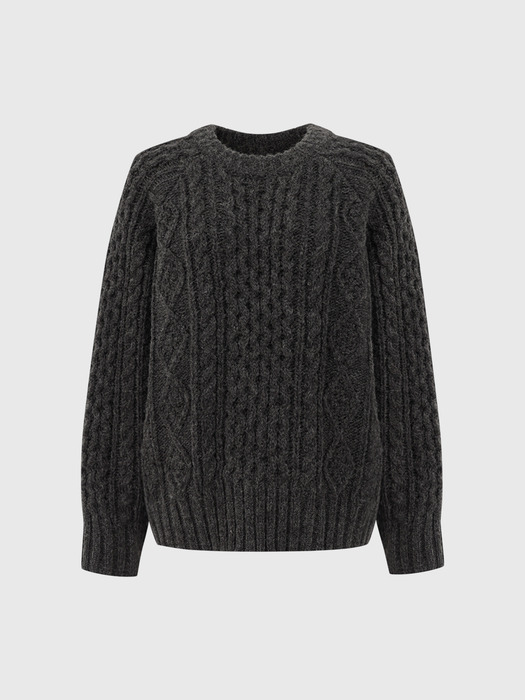 제이드 울 케이블 스웨터_차콜 / JADE WOOL CABLE SWEATER_CHARCOAL