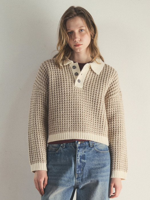 honey House crop knit_Beige