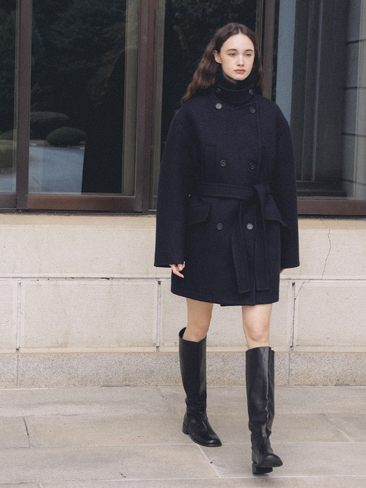 F Wool Classic Double Pea Coat_2colors