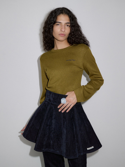 VELVET DENIM SKIRT_NAVY