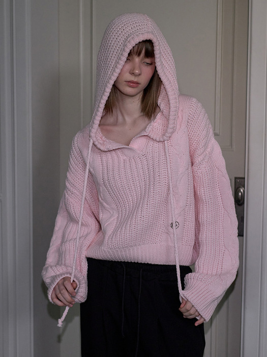 Mellow Hood Knit [Pink]