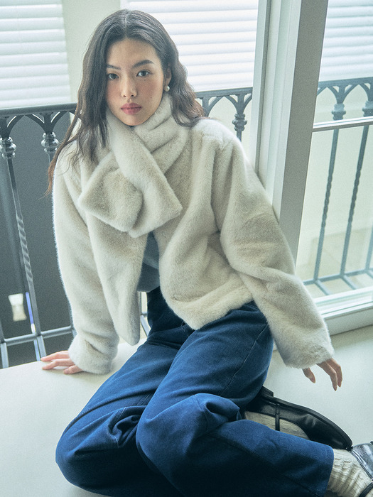 에코 밍크 크롭 재킷 (eco mink crop jacket) (4COL) Y4O001