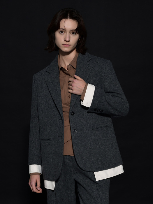 WOOL LAYERED JACKET(GRAY)