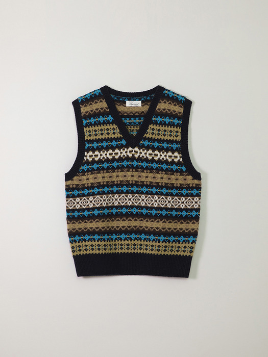 COUNTRY NORDIC KNIT VEST_NAVY