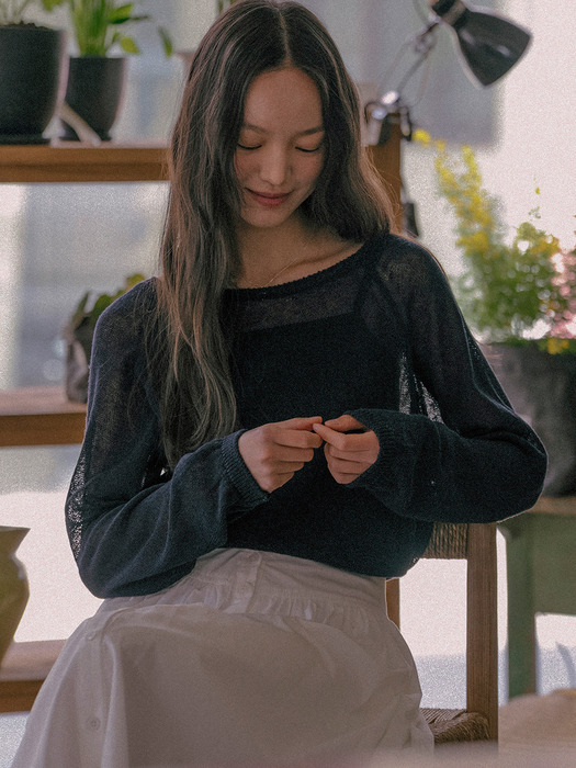 Hazel linen blended knit TISU01SW03_Navy - Image 3