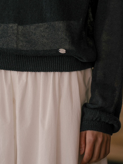 Hazel linen blended knit TISU01SW03_Navy - Image 1