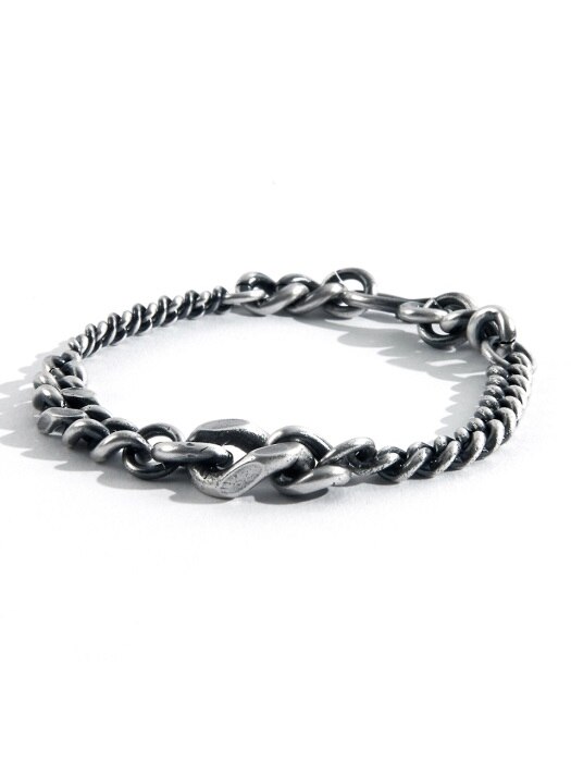 SILVER MIXED LINKS MAIN CHAIN BRACELET