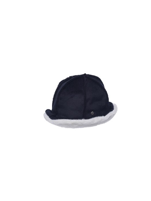 Winter buckt hat  -Deep Navy/White fake fur