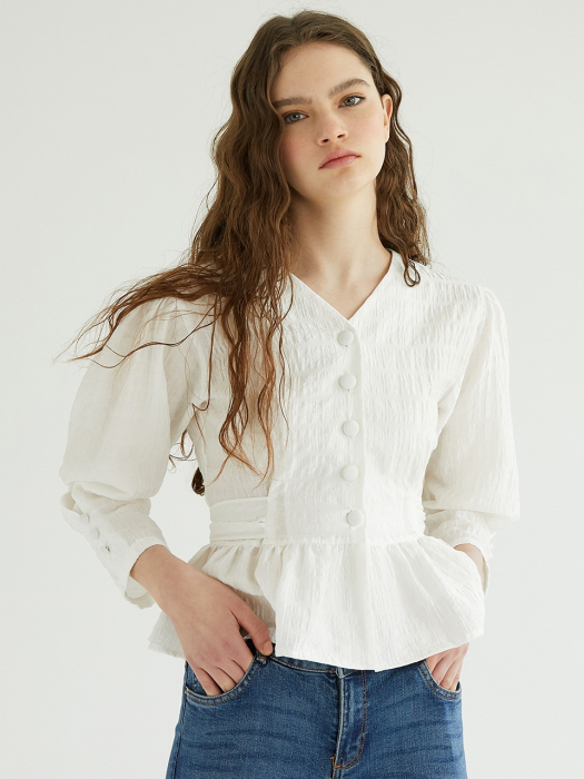 RIBBON TIED UP BLOUSE_WH