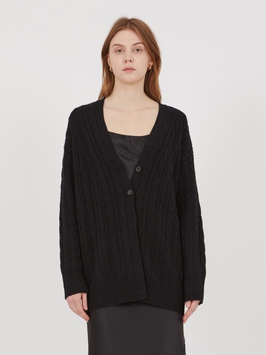 EMILA PURE CASHMERE CARDIGAN, BLACK