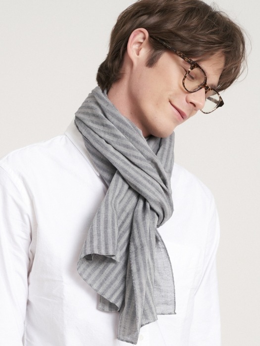 Solid stripe scarf 2color