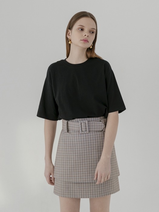 Pointed buckle belted double skirt [ck.br]