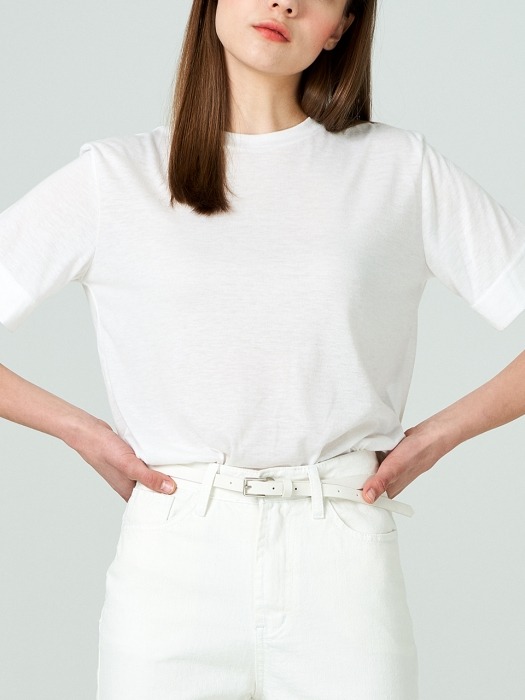 WHITE SLIM BELT