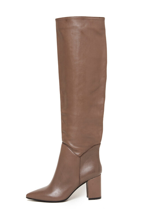 [EXCLUSIVE] LEATHER KNEEHIGH BOOTS_TAUPE