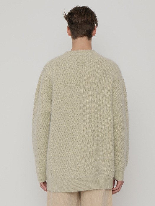 [UNISEX] R V CABLE KNIT_EMERALD