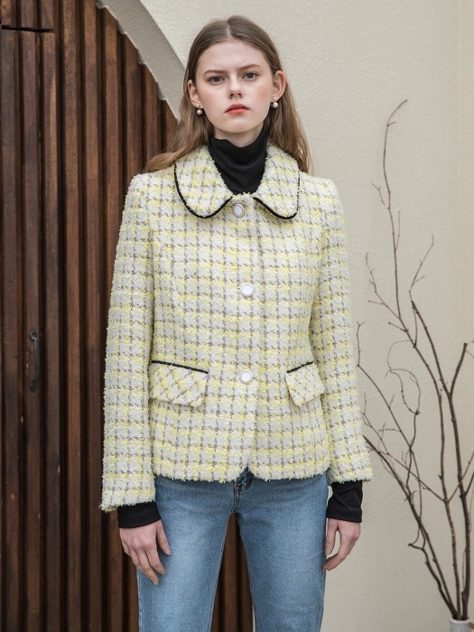 Classic Tweed Crop Jacket Yellow