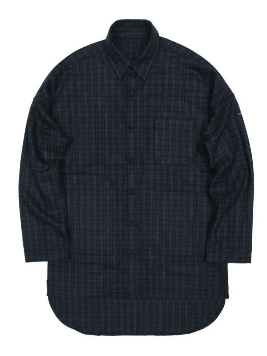 FLANNEL CHECK LONG SHIRTS - NAVY