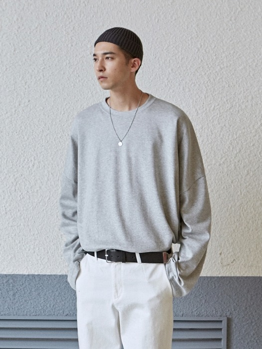 SOLID OVER LONG TEE_GRAY
