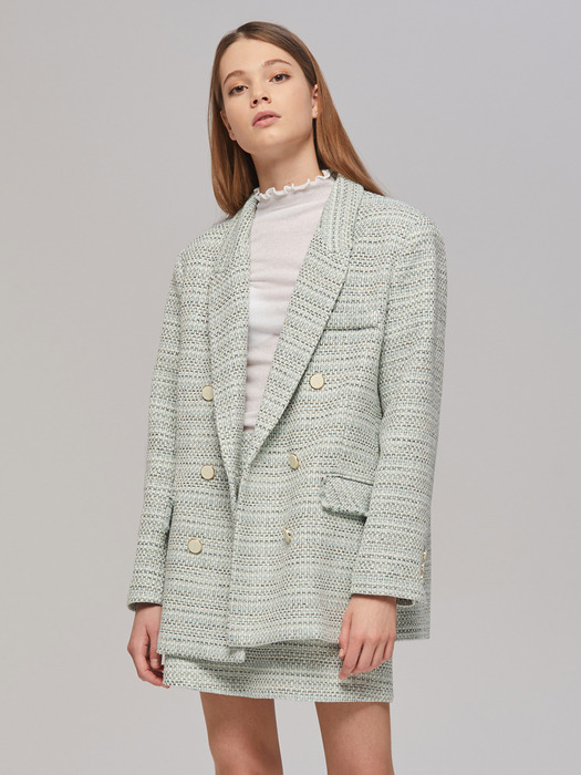SET-UP TWEED OVER FIT DOUBLE JACKET MINT