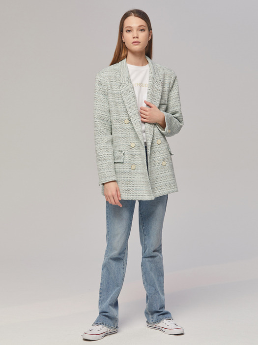 SET-UP TWEED OVER FIT DOUBLE JACKET MINT