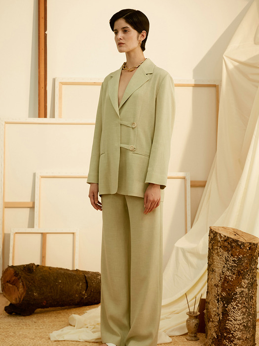 Pastel Green Drawstring-Waist Trousers